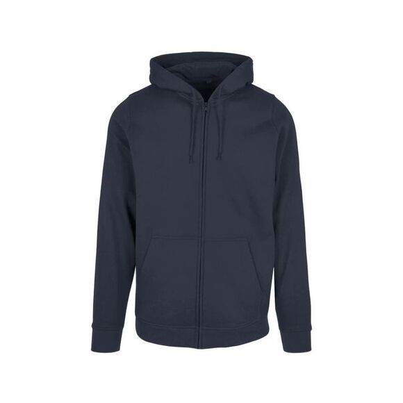 Build Your Brand Mens Plain Full Zip Hoodie / Navy